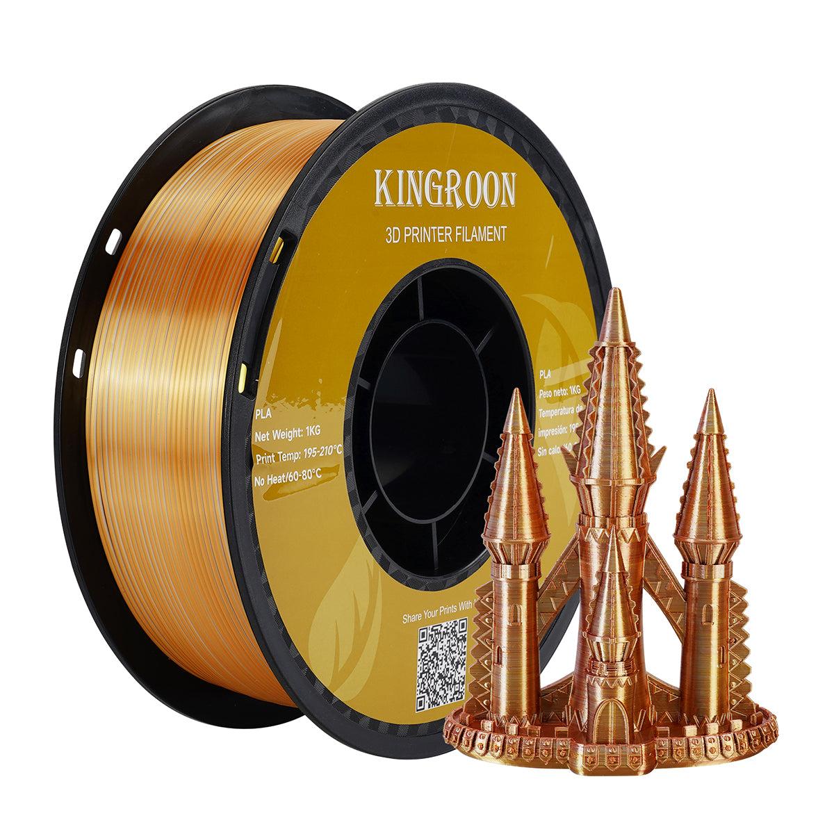 Пластик KINGROON Silk PLA Gold Silver Copper (YMX0170/HC124), Classic, 1.75мм, 1кг, 195-230℃, Зол Срібл Мідь філамент для 3Д-друку, фото 1