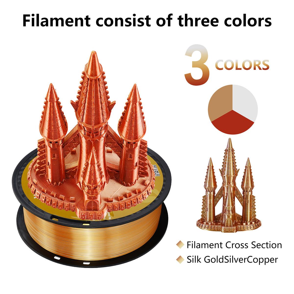 Пластик филамент KINGROON PLA Silk Golden Silver Copper (YMX0170 / HC124)