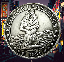 Сувенір монета долар СШАang 1895г "Русалка з немовлям". Hobo Coin American Morgan