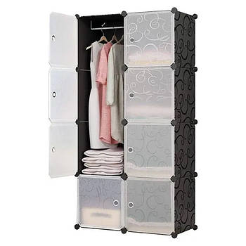 Складна шафа Storage Cube Cabinet 75х37х145 см Чорний Збірний органайзер для одягу