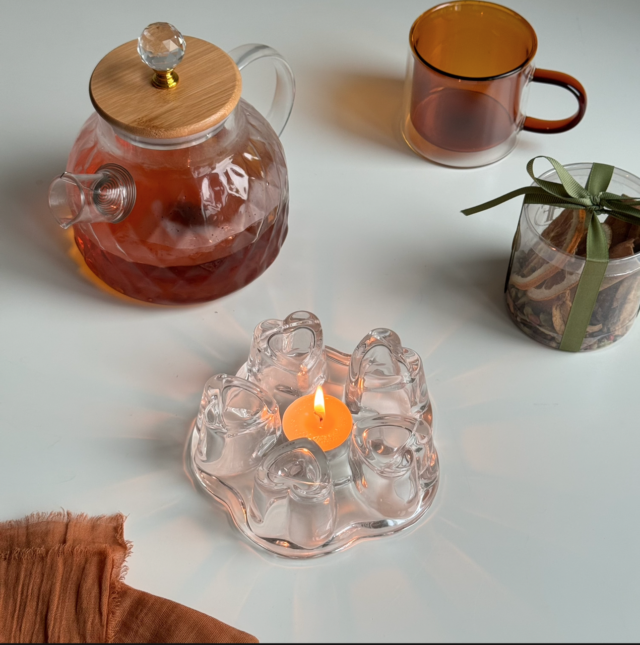 Підставка під скляний чайник Серце Скляна грубка підставка Підставки для підігріву скляна