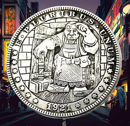 Сувенір монета 1 долар 1921г США OFR "Гном коваля". Hobo Coin American