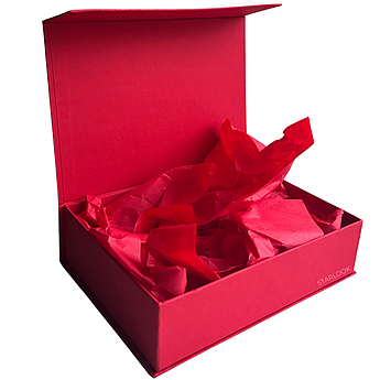 Подарункова коробка червона на магніті 22 x 16 x 5.5 см