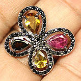 Каблучка. Натуральний турмалін і шпінель. Срібло 925., фото 3