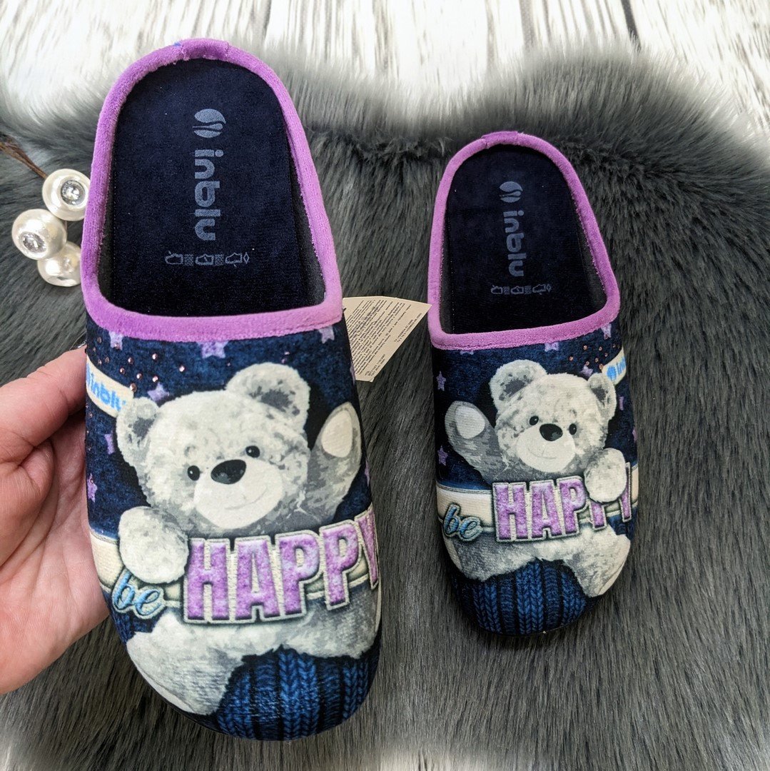 Тапочки домашні жіночі Inblu сині з ведмедиком 4602, фото 1