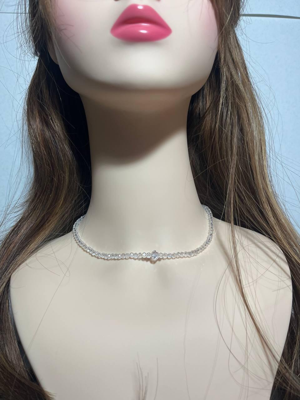 Чокер на шию для нареченої з хрусталиками, фото 1