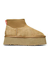 Зимові Жіночі Черевики UGG Classic Mini Dipper Chestnut Brown / УГГ Класик Міні Діпер Чеснат Коричневі, фото 4