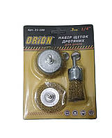 Набір щіток для дриля для металу 3 шт. гофрована дріт 1/4