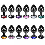 Анальний корок метал чорний серцем L + мішечок, фото 6