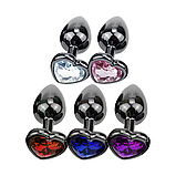 Анальний корок метал чорний серцем L + мішечок, фото 7