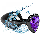 Анальний корок метал чорний серцем L + мішечок, фото 8