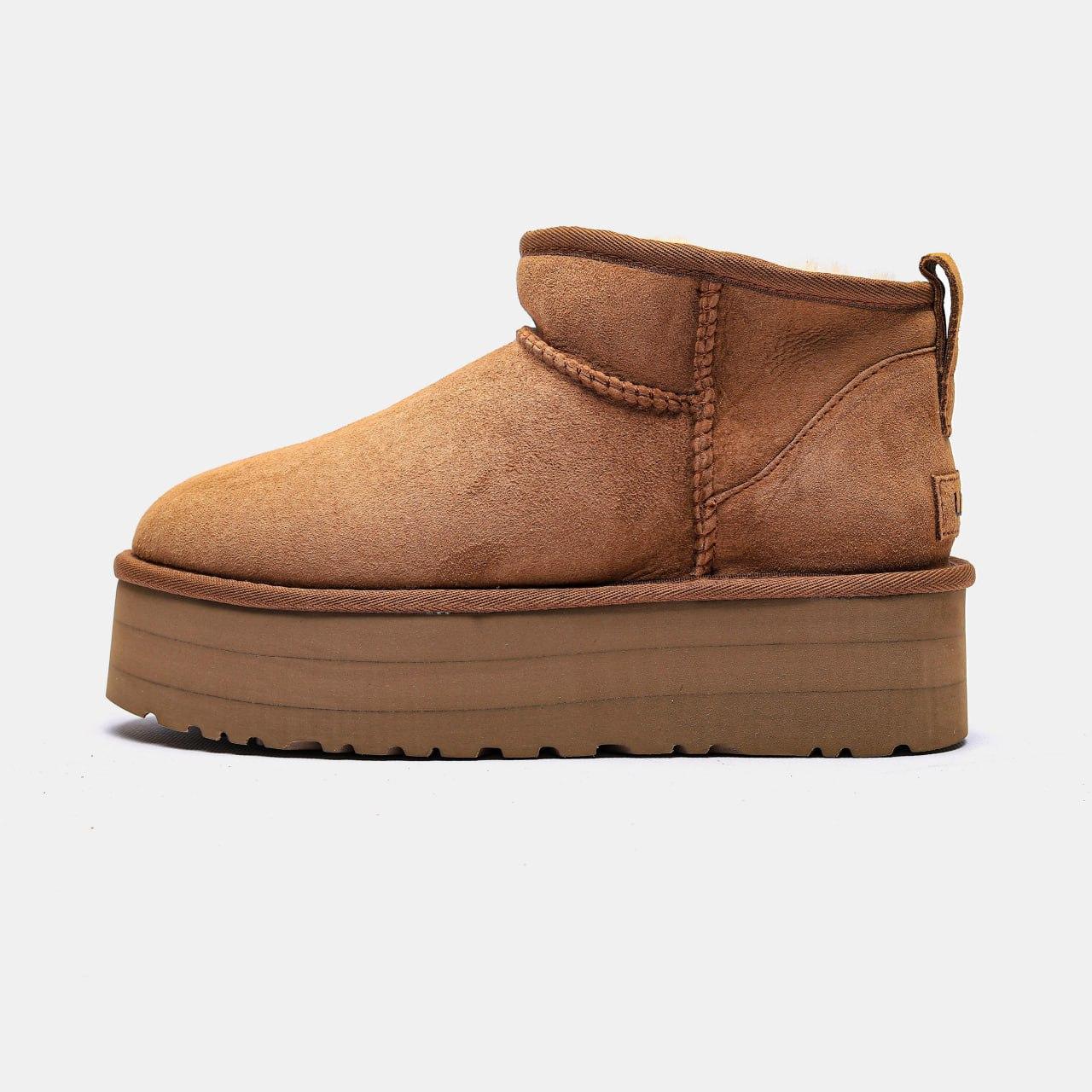 Зимові Жіночі Черевики UGG Classic Ultra Mini Platform Brown / УГГ Класик Ультра Міні Платформ Коричневі