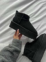 Зимові Жіночі Черевики UGG Classic Ultra Mini Platform Black / УГГ Класик Ультра Міні Платформ Чорні, фото 3