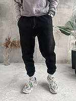 Чоловічі спортивні штани теплі (чорні) якісні комфортні тринитка фліс sfstn1