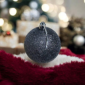 Набір іграшок на ялинку 14730 8 см 6 шт чорні ID 4989989