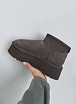 Зимові Жіночі Черевики UGG Classic Mini Dipper Thundercloud Grey / УГГ Класик Міні Діпер Сандерклауд Сірі, фото 4