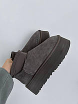 Зимові Жіночі Черевики UGG Classic Mini Dipper Thundercloud Grey / УГГ Класик Міні Діпер Сандерклауд Сірі, фото 3