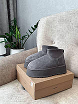 Зимові Жіночі Черевики UGG Classic Mini Dipper Thundercloud Grey / УГГ Класик Міні Діпер Сандерклауд Сірі, фото 6