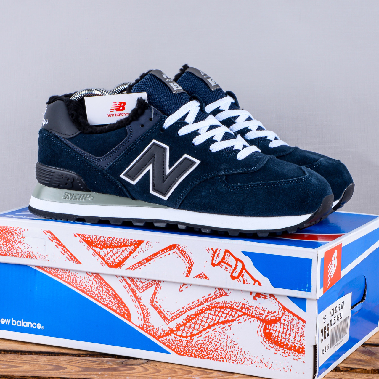 РОЗПРОДАЖ!! ЗИМОВІ Чоловічі кросівки черевики New Balance 574 з хутром сині рефлективні