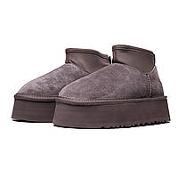 Зимові Жіночі Черевики UGG Classic Mini Dipper Thundercloud Grey / УГГ Класик Міні Діпер Сандерклауд Сірі, фото 6