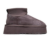 Зимові Жіночі Черевики UGG Classic Mini Dipper Thundercloud Grey / УГГ Класик Міні Діпер Сандерклауд Сірі, фото 4