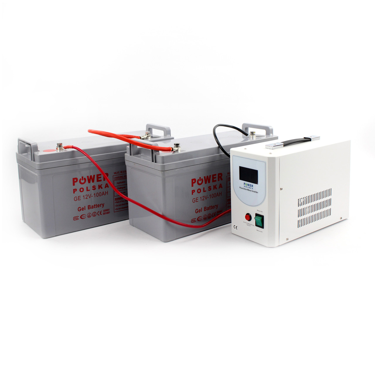 Комплект резервного живлення Power Polska ДБЖ 24V НВ1524 1200Вт + дві гелеві батареї GE 12V,100AH