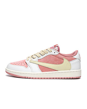Жіночі Кросівки Nike Air Jordan 1 Low x Travis Scott Pink / Найк Аїр Джордан 1 Тревіс Скотт Низькі Рожеві, фото 1