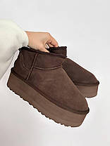 Зимові Жіночі Черевики UGG Classic Ultra Mini Platform / УГГ Класик Ультра Міні Платформ Темно Коричневі, фото 4