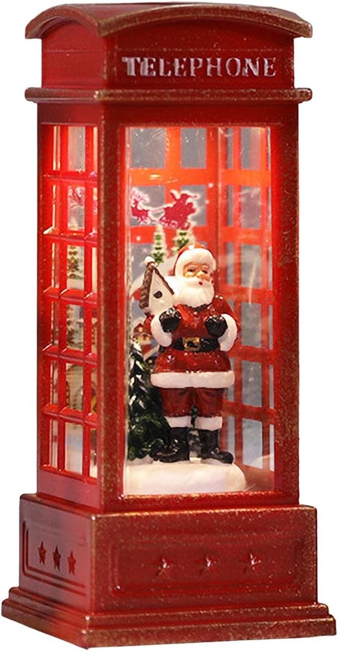Декоративний новорічний світильник "Санта Клаус у телефонній будці" Red (3_05788), фото 1