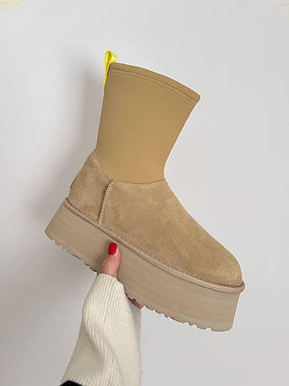 Зимові Жіночі Черевики UGG Classic Dipper Boot Sand Beige / УГГ Класик Діпер Бут Сенд Бежеві, фото 1