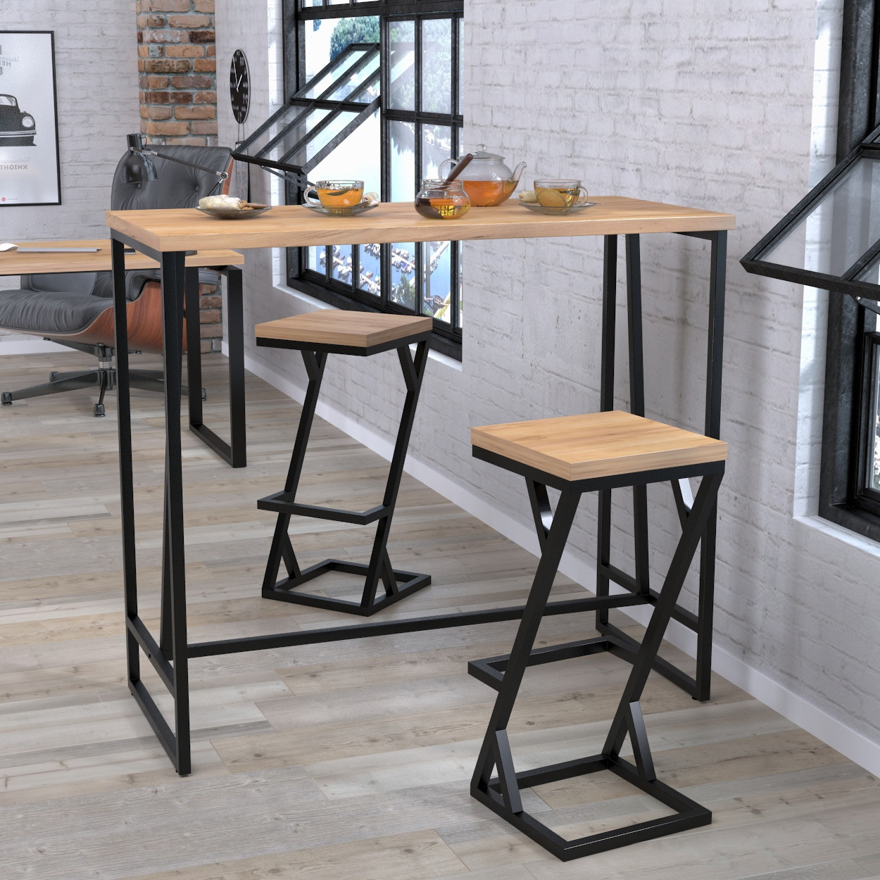 Консольний барний стіл у стилі лофт для кухні, балкону BS-125 Loft Design