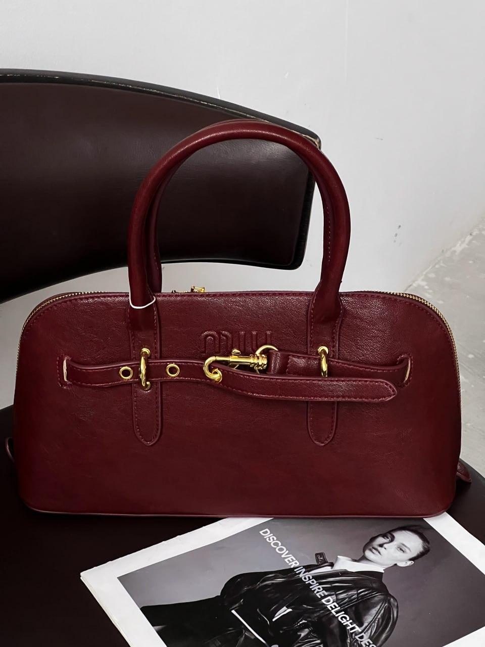 Сумка жіноча Miu Miu Aventure Nappa Leather бургунді