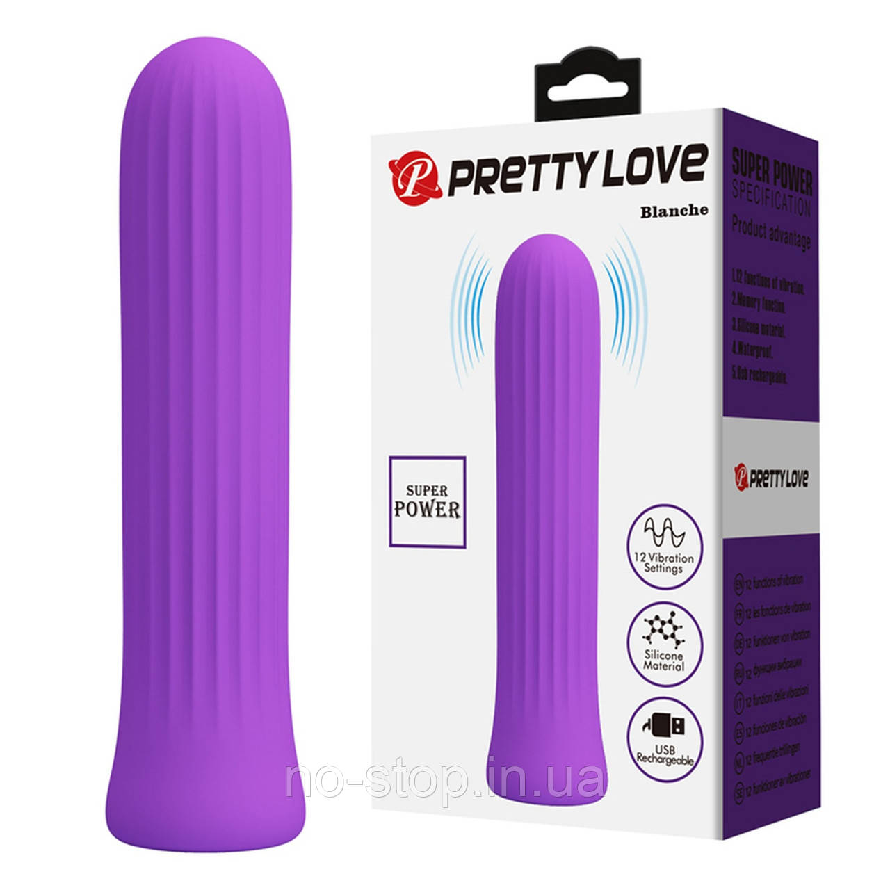 Вібратор PRETTY LOVE Blanche Purple, 12 vibration functions Memory function, фото 1