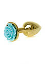 Анальна пробка Plug-Jewellery Gold PLUG ROSE- Light Blue, фото 3