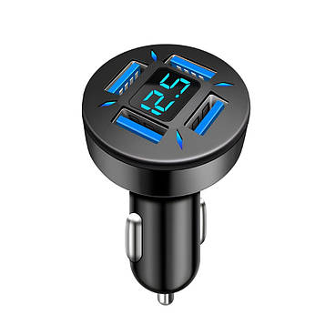 Автомобільний зарядний пристрій Amazfeel Car Charger Digital Display 4 Port USB A 12-24В