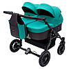 Коляска 2 в 1 для двійні Bair Sorento DUO BS-01 бірюзовий / графіт, фото 3