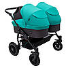 Коляска 2 в 1 для двійні Bair Sorento DUO BS-01 бірюзовий / графіт, фото 5