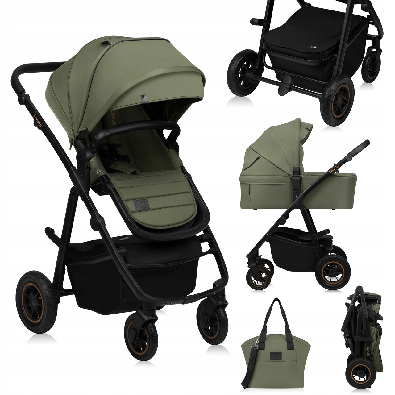 Універсальна коляска 2 в 1 Lionelo AMBER PLUS GREEN FOREST, фото 1