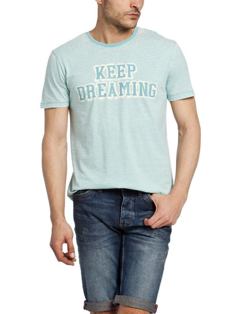 Чоловіча футболка LC Waikiki блакитного кольору з написом Keep Dreaming