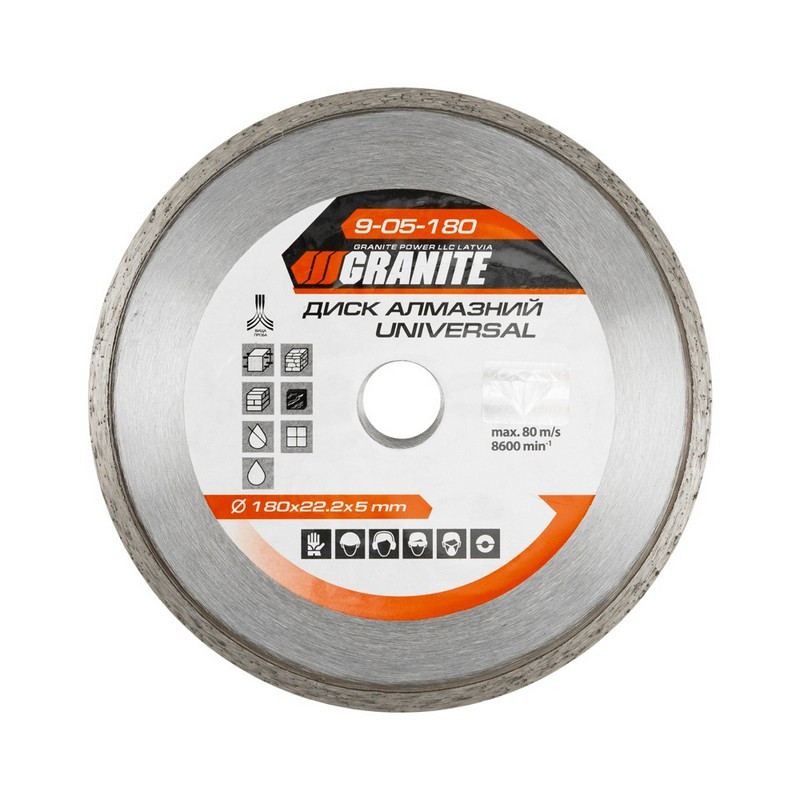 Диск алмазний GRANITE UNIVERSAL 180х2.4 мм 22-24% 8600 об./хв 9-05-180
