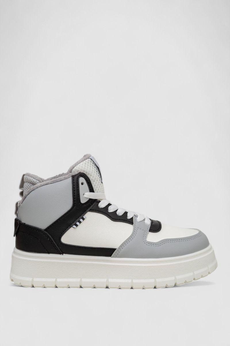 Кросівки жіночі зимові на хутрі, колір біло-сірий, 248RMB09, фото 1