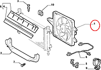 Дифузор з одним вентилятором + AC 1.2i Albea Siena 2002-2012 TOFAS, Виробник: FIAT, OE: 46826688