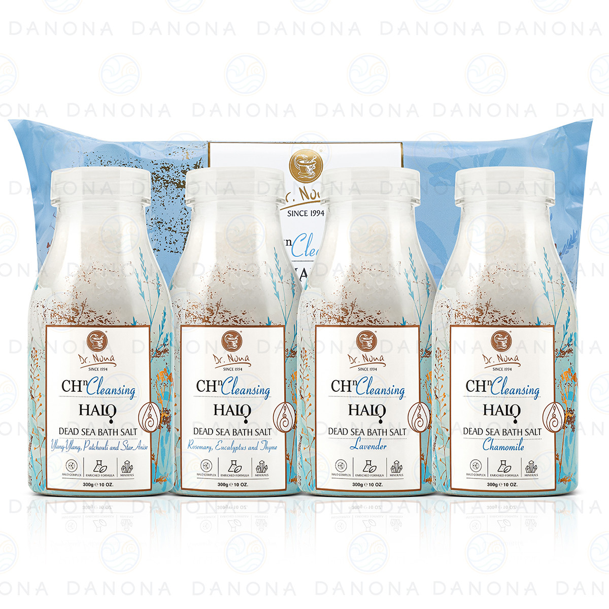 Доктор Нона квартет солей для ванн. / Dr.Nona - Bath Salts - Dead Sea Minerals Organic, 300g each scent