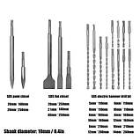 Набір свердлів та зубил 17шт для перфоратора відбійного молотка SDS-Plus, кейс, фото 2