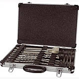 Набір свердлів та зубил 17шт для перфоратора відбійного молотка SDS-Plus, кейс, фото 4