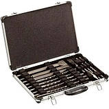 Набір свердлів та зубил 17шт для перфоратора відбійного молотка SDS-Plus, кейс, фото 5