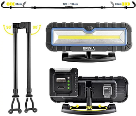 Переноска інспекційна Профі 2x10W COB/1000 lm, АКБ-2x4000Ah, кроншт.візок 120-190 см/ Brevia No11520