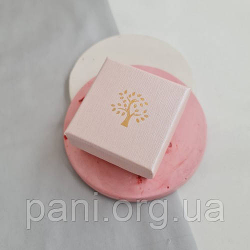 Коробочка для каблучки або сережок рожева з орнаментом квадратна, фото 1