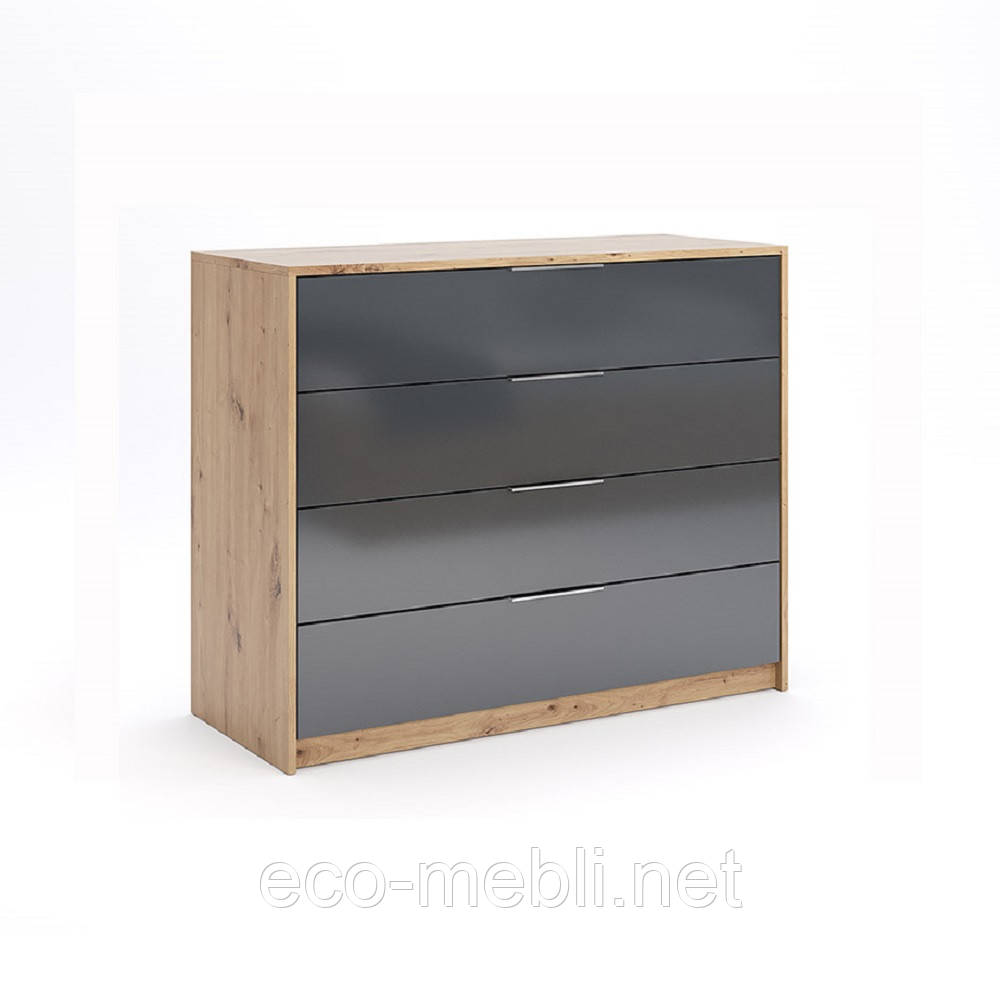 Комод Реймонд 4Ш(мат антрацит/дуб артизан, фото 1