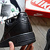 Чоловічі кросівки Nike Air Force 1 Low Black Чорні Взуття Найк Аїр Форс 1 Лов повсякденні шкіра демісезон, фото 6